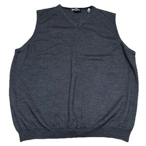 Brandini Black 100% Extra Fine‎ Merino Wool V-Neck Sweater Vest Grandpa Men's L